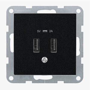 Prize si intrerupatoare, Priza dubla USB A 5V 2A, IP20, Negru, Panasonic Karre Plus 55 - savelectro.ro