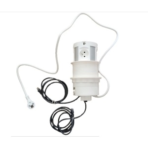 Priza incorporabila turn, 4 prize schuko, 2 porturi USB A, 2 porturi RJ45 cat 6, incarcare Wireless 5 W, cablu 1.5 m, alba, GTV, Diametru Gaura Montaj 120mm