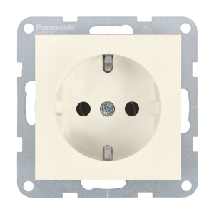 Prize si intrerupatoare Panasonic, Priza simpla cu impamantare 16A, IP20, Bej, Panasonic Karre Plus 55 - savelectro.ro