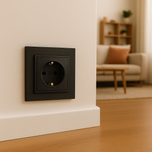 Priza simpla cu impamantare, neagra, 16A, Olbia Titan [3]- savelectro.ro
