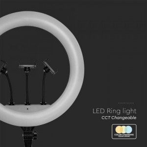 Selfie ring light LED cu 3 suporti de telefon, Dimabil, 55W, 6000 lm, diametru 440 mm, temperatura de culoare ajustabila(3200K-5800K), V-TAC [5]- savelectro.ro