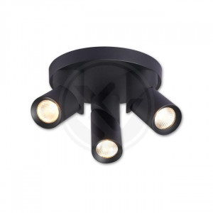 Corpuri de Iluminat Interior, Spot 2912-LVT, rotund, orientabil, 3xGU10, negru mat, IP20, Masterled - savelectro.ro