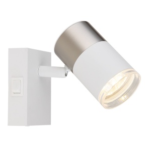 Spoturi, Spot aplicat Brisbon 1xGU10, intrerupator, IP20, alb+nichel mat, Globo Lighting - savelectro.ro