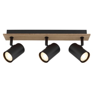 Spot aplicat Linca, 3xGU10, IP20, negru mat+lemn, Globo Lighting [5]- savelectro.ro