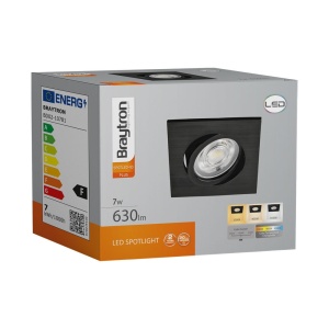 Spot LED 7W Incastrat, Patrat, Braytron, 630lm, Lumina Calda/Neutra/Rece, Negru [6]- savelectro.ro