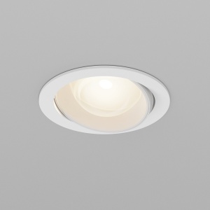 Spoturi LED, Spot LED incastrat Lens 12W, 830 lm, lumina calda (3000K), IP44, alb, Maytoni - savelectro.ro