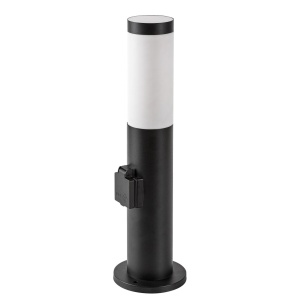 Corpuri de iluminat, Stalp exterior Black Torch cu priza integrata, 1xE27, IP44, negru, Rabalux - savelectro.ro