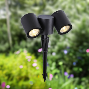 Stalp pentru exterior Riad, 2 becuri, dulie GU10, negru, sticla, Klausen [4]- savelectro.ro