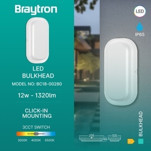 Aplica LED exterior 12W, lumina calda/neutra/rece, IP65, 1320lm, alba, Braytron [3]- savelectro.ro