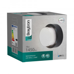 Aplica LED pentru exterior rotunda, 15W, 1450lm, lumina calda (3000K), neagra, alba, Braytron [5]- savelectro.ro