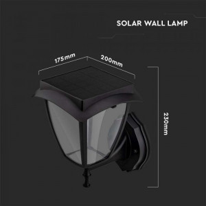 Aplica LED solara pentru exterior V-TAC, 2W, neagra, lumina calda/rece, IP65 [5]- savelectro.ro