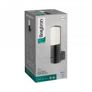 Aplica pentru exterior LED Tarus, 7W, 600lm, lumina calda (3000K), cu senzor de miscare, gri, Braytron [5]- savelectro.ro