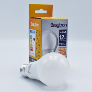 Bec led 12W (75W), E27, A60, 1055lm, lumina calda (3000K), opal, Braytron