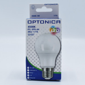 Bec led 9W (54W), E27, A60, 806 lm, lumina neutra (4500K), opal, Optonica