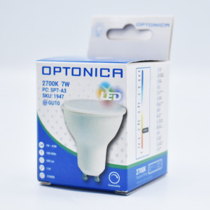 Bec LED dimabil GU10 7W (42W), 500 lm, 110 grade, lumina calda (2700K), opal, Optonica