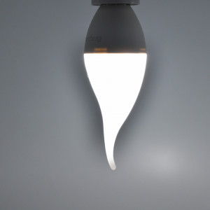 Bec led flacara 5W (35W), E14, C37T, 400lm, lumina rece (6500K), opal, Braytron