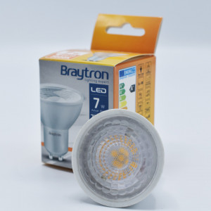 Bec led GU10 7W (75W), 530 lm, 38 grade, lumina calda (3000K), clar, Braytron