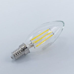 Bec led lumanare Vintage filament 4W (35W), E14, C35, 400lm, lumina neutra (4500K), clar, Optonica