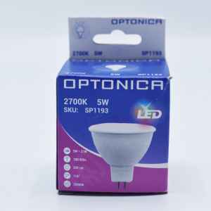 Bec led MR16 5W (21W), 320 lm, 110 grade, lumina calda (2700K), opal, Optonica