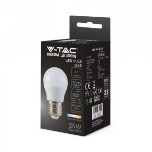 Bec LED sferic 3.7W (30W), E27, G45, 320 lm, lumina rece(6500K), opal, V-TAC [7]- savelectro.ro