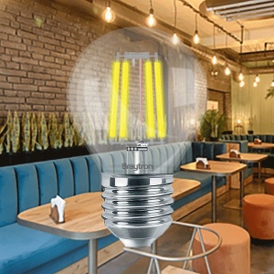 Bec led sferic Vintage filament 4W (40W), E27, G45, 470lm, lumina calda (2700K), clar, Braytron [2]- savelectro.ro