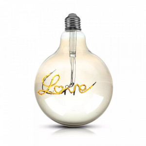 Bec LED Vintage filament Love V-TAC, 5W(30W), E27, G125, 70 lm, lumina calda (2200K), clasa energetica G [1]- savelectro.ro
