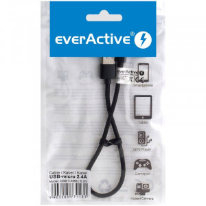 Cablu USB - Micro USB, Incarcare Rapida, 0.3m, negru, EverActive [4]- savelectro.ro