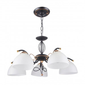 Corpuri de iluminat, Candelabru Eloro LY-3245, 5xE27, neagra+bronz+alb, IP20, Klausen - savelectro.ro