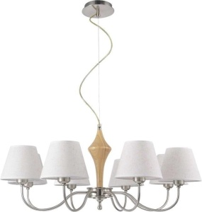Corpuri de iluminat, Candelabru Fausta 8 KL0080, 8xE27, gri, metal + lemn + textil, stil clasic, Klausen - savelectro.ro