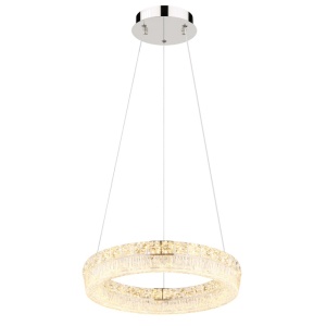 Candelabre, Candelabru LED Laurel 24W, 2200 lm, lumina calda/neutra/rece, cristale, Ø40 cm, telecomanda, dimabil, crom, Globo Lighting - savelectro.ro