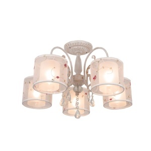 Candelabre, Candelabru Provance 5 KL105001, 5xE27, alb + auriu, metal + sticla + textil, stil clasic, Klausen - savelectro.ro