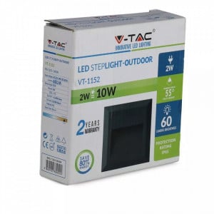 Corp led pentru trepte 2W, lumina naturala(4000 K), negru, patrat, protectie IP65, V-TAC [3]- savelectro.ro