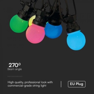 Ghirlanda luminoasa RGB cu telecomanda 15 becuri, 7.5W, 30lm/bec, 13 metri, IP44, V-TAC [5]- savelectro.ro