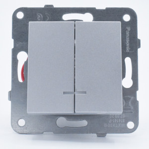 Intrerupator dublu cu led, 10A, IP20, Argintiu, Panasonic Arkedia Slim/Karre Plus