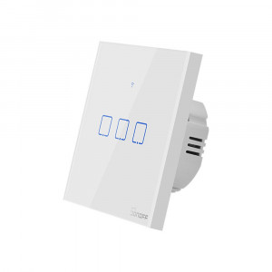 Intrerupator triplu smart, sticla securizata alba, montaj in doza, compatibil Alexa si Google Assistant, Sonoff [3]- savelectro.ro