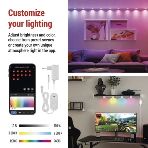 Kit Starter GoSmart 12 spoturi LED, 255 cm, 7 W, RGBIC + CCT, WiFi [18]- savelectro.ro