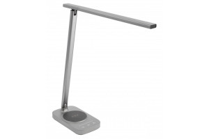Lampa de birou LED GTV Bressi, 8W, incarcare wireless, temperatura de culoare ajustabila, telecomanda, gri/negru