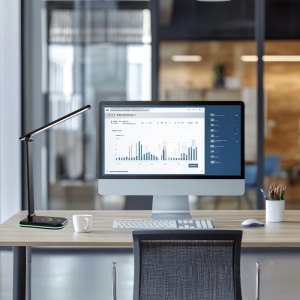 Lampa de birou LED NOBLITE RGB, 7W, lumina calda/neutra/rece, dimabila, neagra, Kobi [2]- savelectro.ro