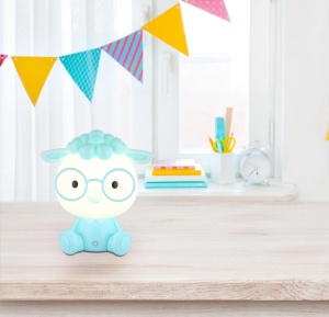 Lampa de veghe LED forma de oaie, 1W, 32 lm, lumina calda (3000K), IP20, touch dimmer, albastru mat/alb [3]- savelectro.ro