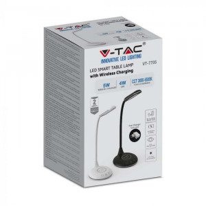 [Lichidare stoc]Lampa de birou LED 218604-VT, incarcare wireless, dimabila, 4W, 400lm, lumina calda, neutra, rece, neagra, IP20, V-TAC [4]- savelectro.ro