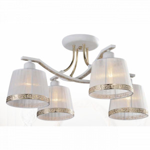 Corpuri de iluminat, Lustra Alicante KL6256, 4xE14, alba+aurie, IP20, Klausen - savelectro.ro