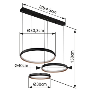 Lustra LED Halli 55W, lumina calda/neutra/rece, 3000 lm, telecomanda, dimabila, neagra mat+aurie, Globo Lighting [6]- savelectro.ro