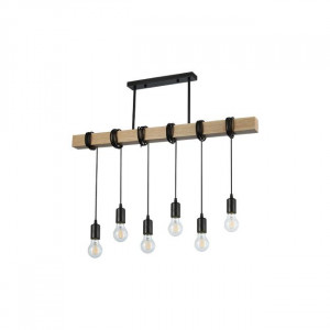 Lustre, Lustra Nido, 6xE27, negru+lemn - savelectro.ro