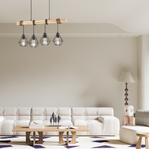 Lustra Wooden BR-BV02-00020, 4xE27, neagra+natural, IP20, Braytron [2]- savelectro.ro