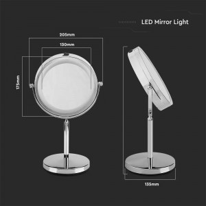 Oglinda dubla LED pentru machiaj 6629-VT, marire 1X sau 3X, stativ crom, alimentare cu baterii, V-TAC [7]- savelectro.ro