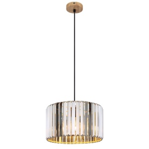 Pendule, Pendul Run 1xE27, Ø35 cm, IP20, imitatie lemn, sticla fumurie, Globo Lighting - savelectro.ro