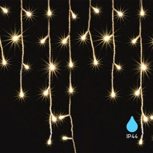 Decoratiuni de Craciun, Perdea luminoasa 56+8 leduri, 1.6m, lumina calda, IP44, cablu alb, 4W/set, Braytron - savelectro.ro