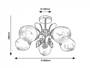 Plafoniera Fauna, metal, sticla, 5 becuri, dulie E27, 5099, Rabalux [3]- savelectro.ro