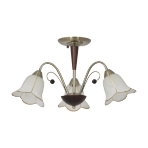 Plafoniere, Plafoniera Giulia KL-7221, 3xE14, bronz satin + imitatie lemn + alb, stil clasic, Klausen - savelectro.ro