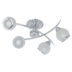 Plafoniere, Plafoniera Gloria KL-7174, 4xE14, crom alb, sticla, stil clasic elegant, IP20, Klausen - savelectro.ro